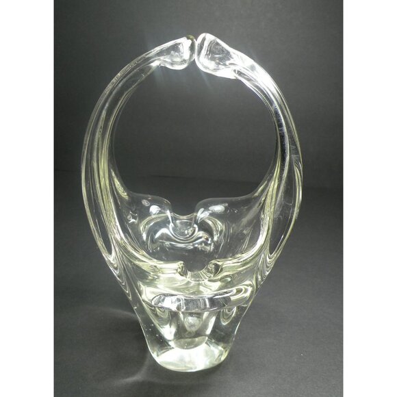 Vintage Murano Hand Blown Clear Glass Abstract Art Basket/Candy Dish - Picture 9 of 12